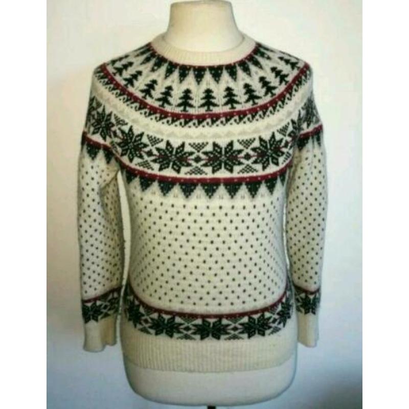 Atmosphere Noorse print knitted trui S 36 Ecru 80% Wol