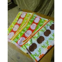 3 retro keuken doeken geel groen oranje handdoek