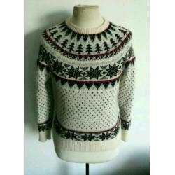 Atmosphere Noorse print knitted trui S 36 Ecru 80% Wol
