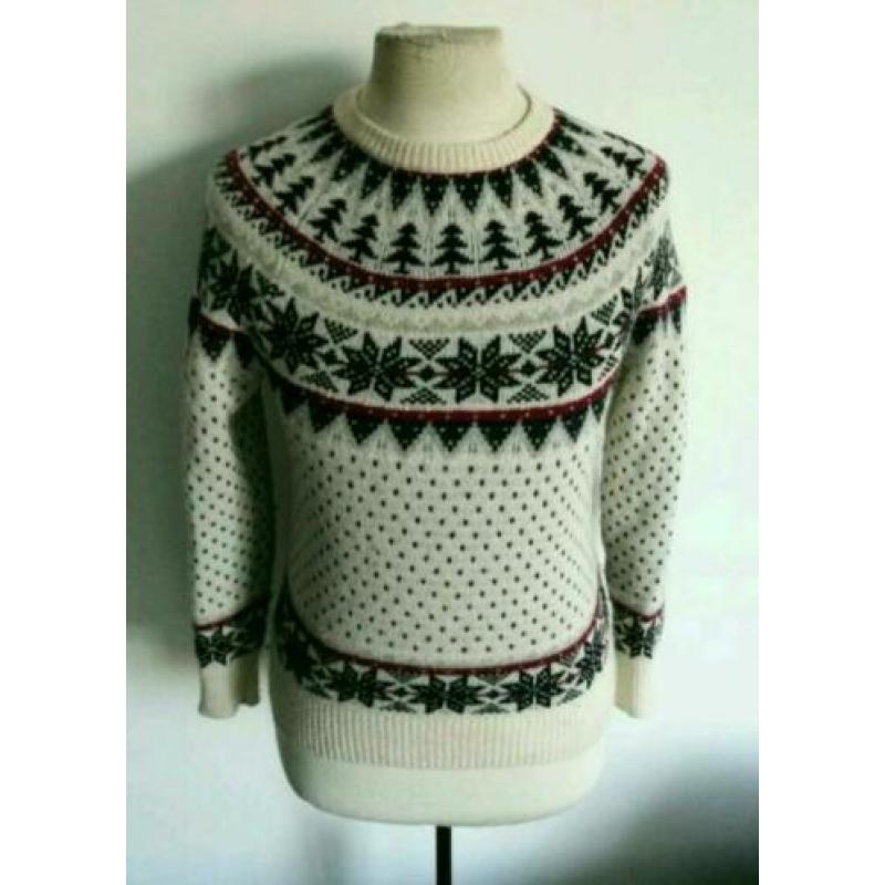 Atmosphere Noorse print knitted trui S 36 Ecru 80% Wol