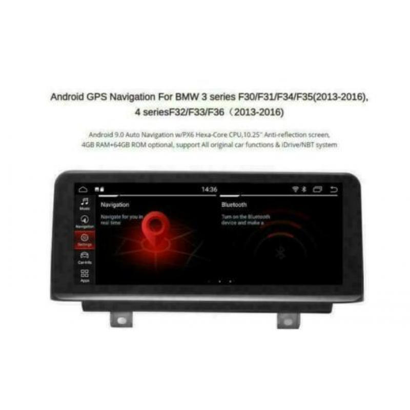 BMW 3serie F30 4serie F31 navigatie android 9 carplay dab+
