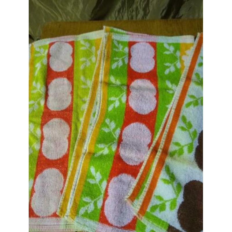 3 retro keuken doeken geel groen oranje handdoek