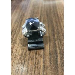 Zinzi zilveren ring zirconia met grijze steen. Maat 56