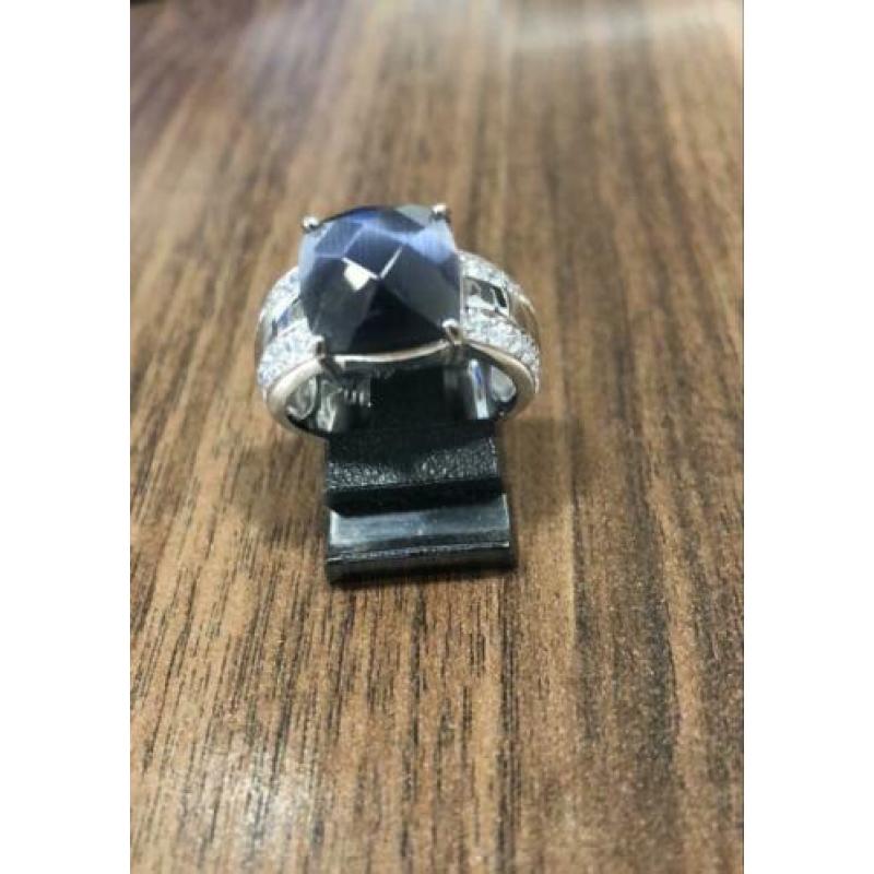 Zinzi zilveren ring zirconia met grijze steen. Maat 56