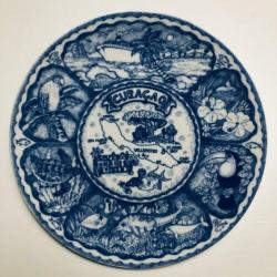 Porselein bord van Curacao Delfts blauw