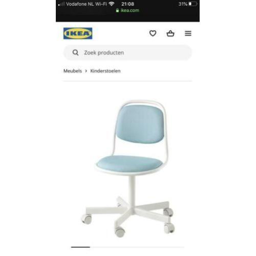 Nieuw: kinder bureaustoel, blauw wit. Ikea ÖRFJÄLL