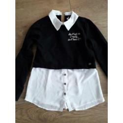 Zwarte meisjes trui met vaste witte blouse