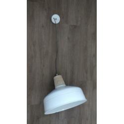 Industrieel / Landelijk Grote hanglamp wit metaal en hout