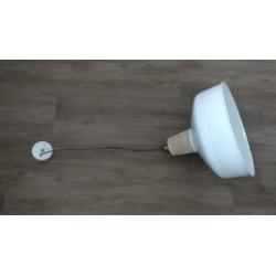 Industrieel / Landelijk Grote hanglamp wit metaal en hout