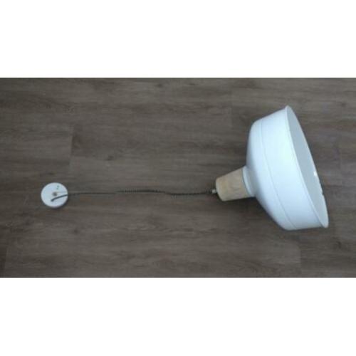Industrieel / Landelijk Grote hanglamp wit metaal en hout