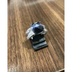 Zinzi zilveren ring zirconia met grijze steen. Maat 56