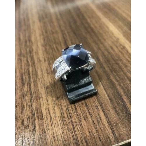 Zinzi zilveren ring zirconia met grijze steen. Maat 56