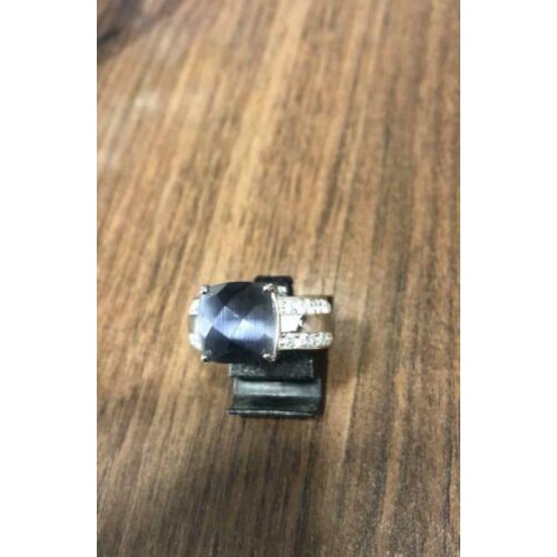 Zinzi zilveren ring zirconia met grijze steen. Maat 56