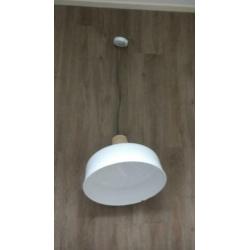 Industrieel / Landelijk Grote hanglamp wit metaal en hout