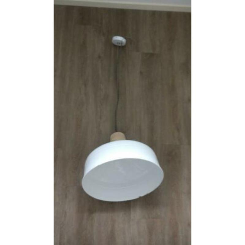 Industrieel / Landelijk Grote hanglamp wit metaal en hout