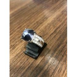 Zinzi zilveren ring zirconia met grijze steen. Maat 56