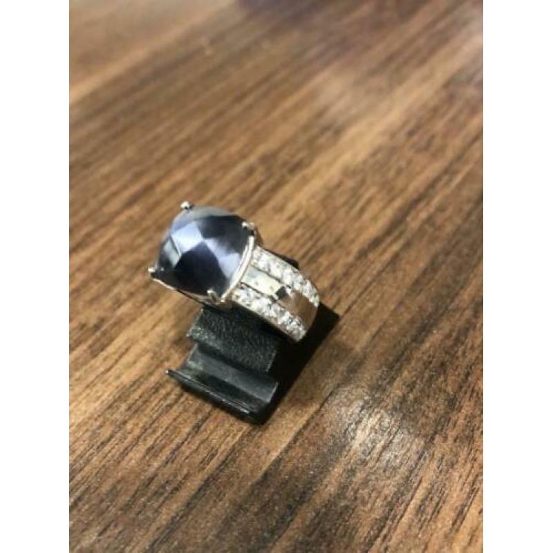 Zinzi zilveren ring zirconia met grijze steen. Maat 56