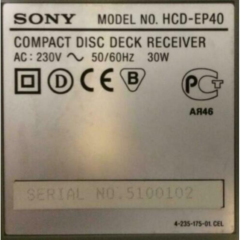 Sony mini stereo set cd/cassette/radio/speakers/afstand.bd