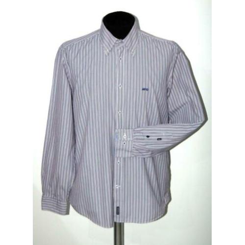 Mc.GREGOR gestreept overhemd, shirt, paars - wit, Mt. L