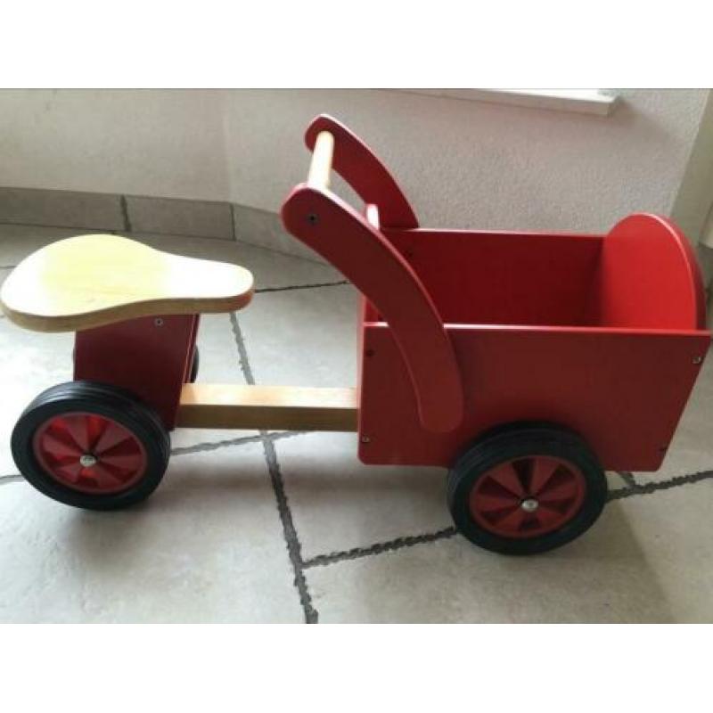 Houten bakfiets voor kinderen rood