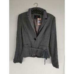 Designers remix gestreepte kimono blazer wol zijde grijs