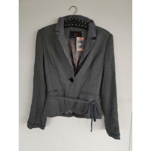 Designers remix gestreepte kimono blazer wol zijde grijs