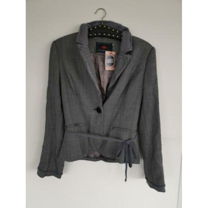 Designers remix gestreepte kimono blazer wol zijde grijs