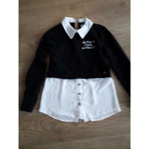 Zwarte meisjes trui met vaste witte blouse