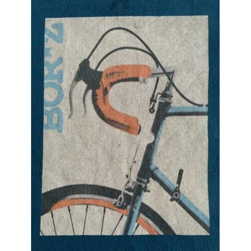Borxz petrol crewneck met toffe racefiets plaat maat 146/152