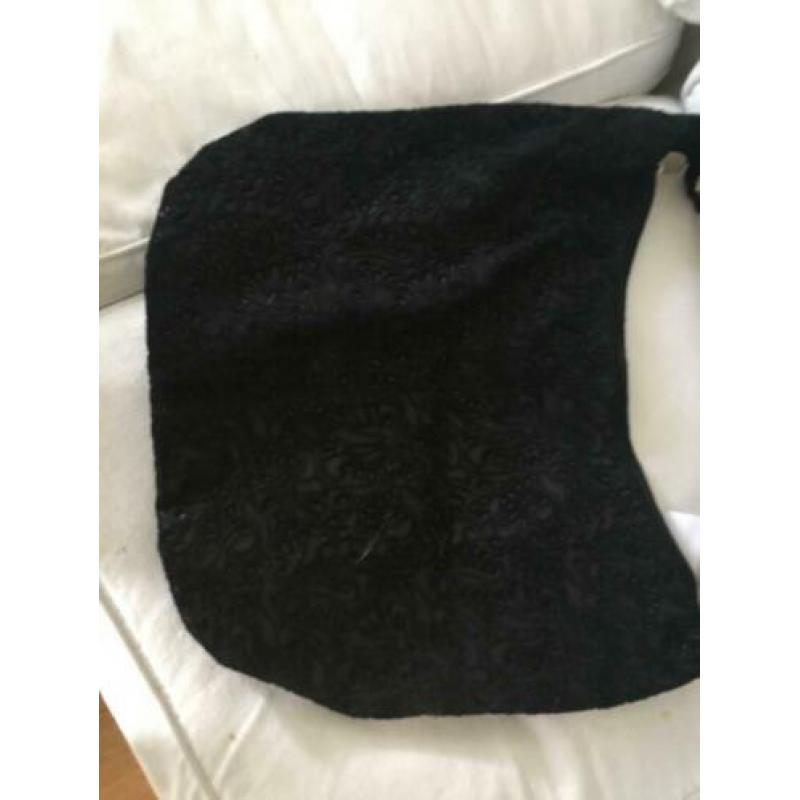 Nieuwe leren zwarte apart bewerkte tas hobo Ibiza model