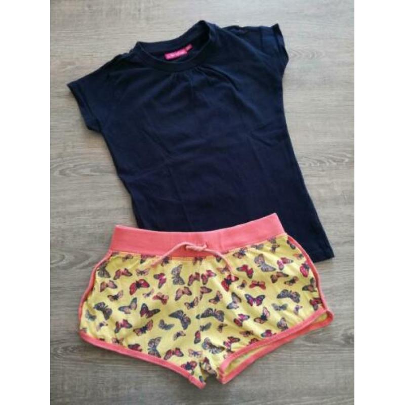 Zomersetje vlinder broekje met shirtje mt 128
