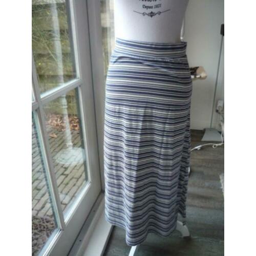 NIEUW! Blauw Witte Gestreepte Maxirok Maxi Lange Rok Maat M