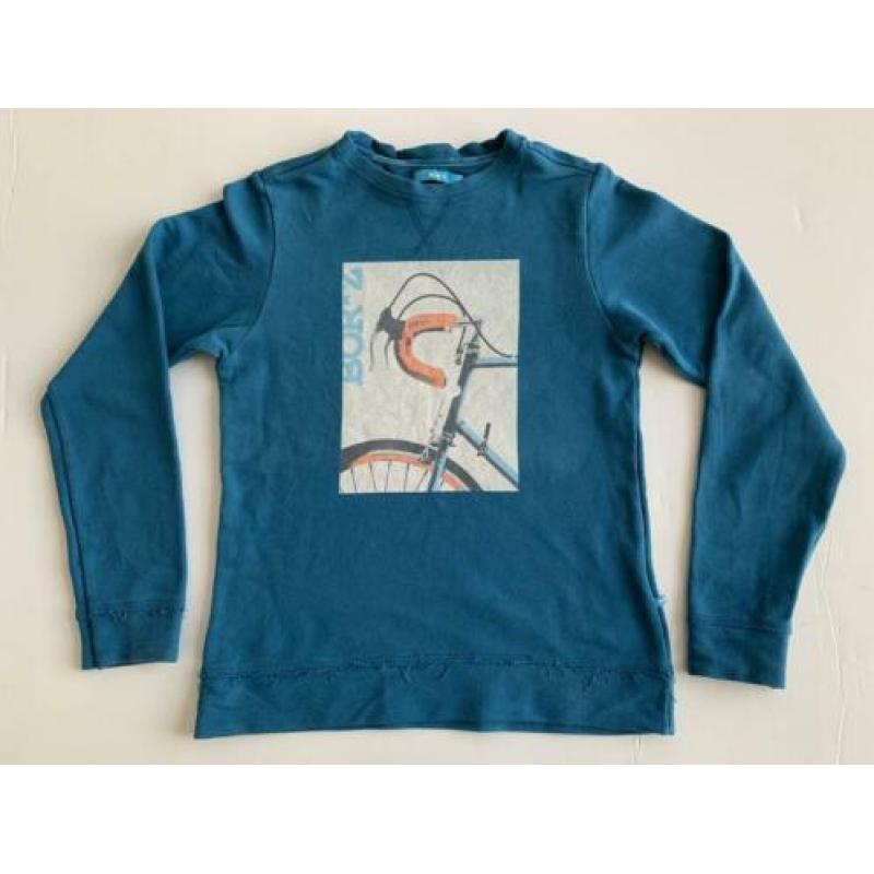 Borxz petrol crewneck met toffe racefiets plaat maat 146/152
