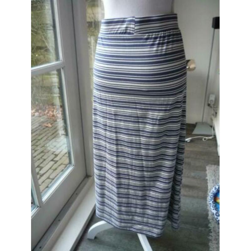 NIEUW! Blauw Witte Gestreepte Maxirok Maxi Lange Rok Maat M
