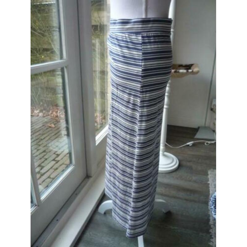 NIEUW! Blauw Witte Gestreepte Maxirok Maxi Lange Rok Maat M