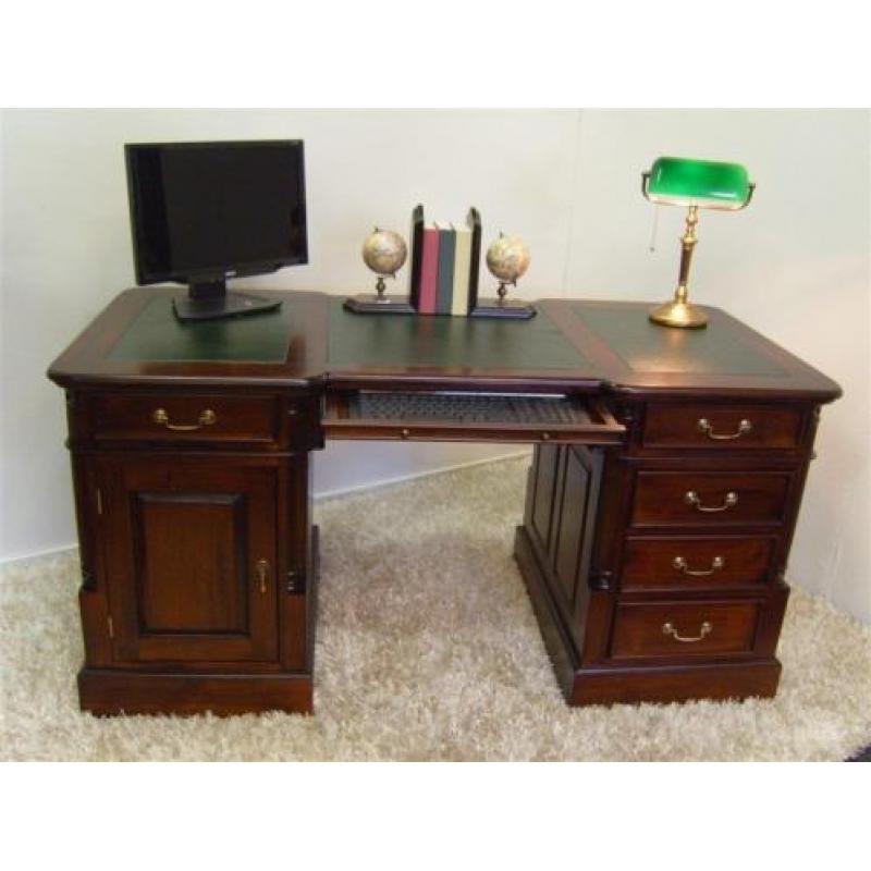 Chesterfield engels bureau 160x75 cm Echt leder nu 798,=