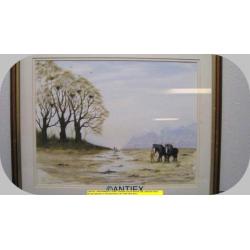9691 - aquarel paarden - William James - € 35