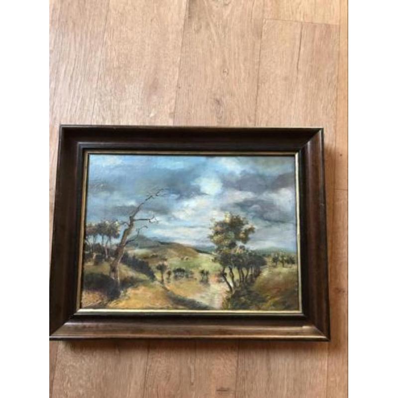 Heide landschap schilderij N Nijsen ? 40x30 cm