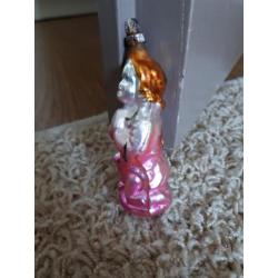 Oude kerstbal antieke kerstbal engel roze glas engeltje