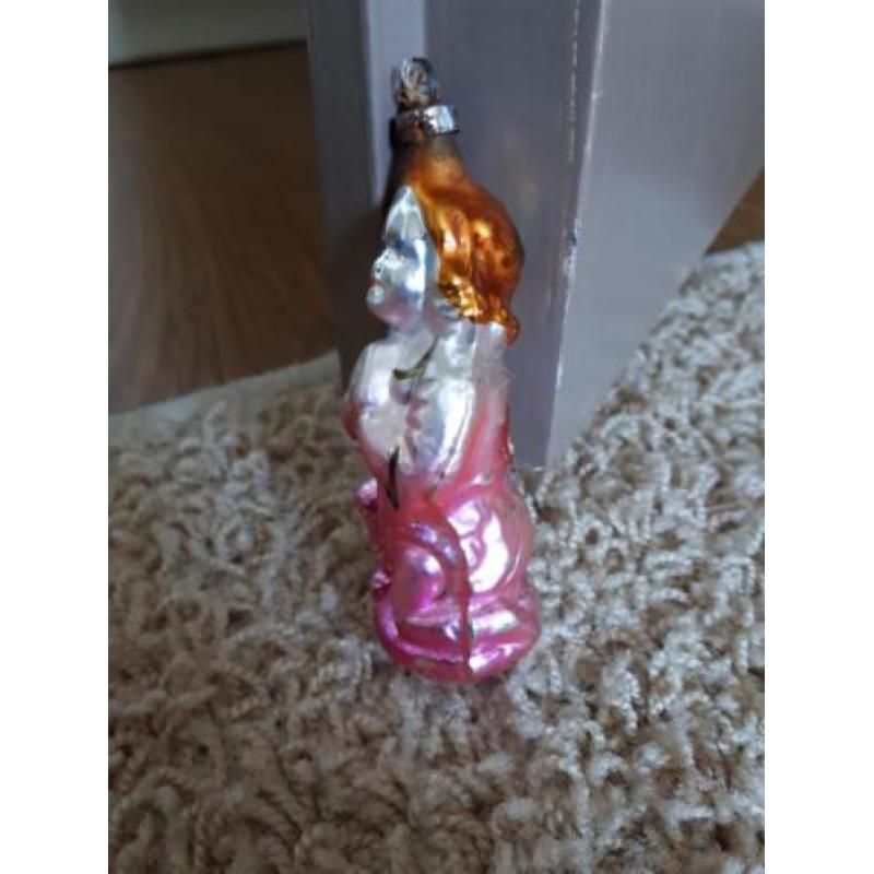 Oude kerstbal antieke kerstbal engel roze glas engeltje