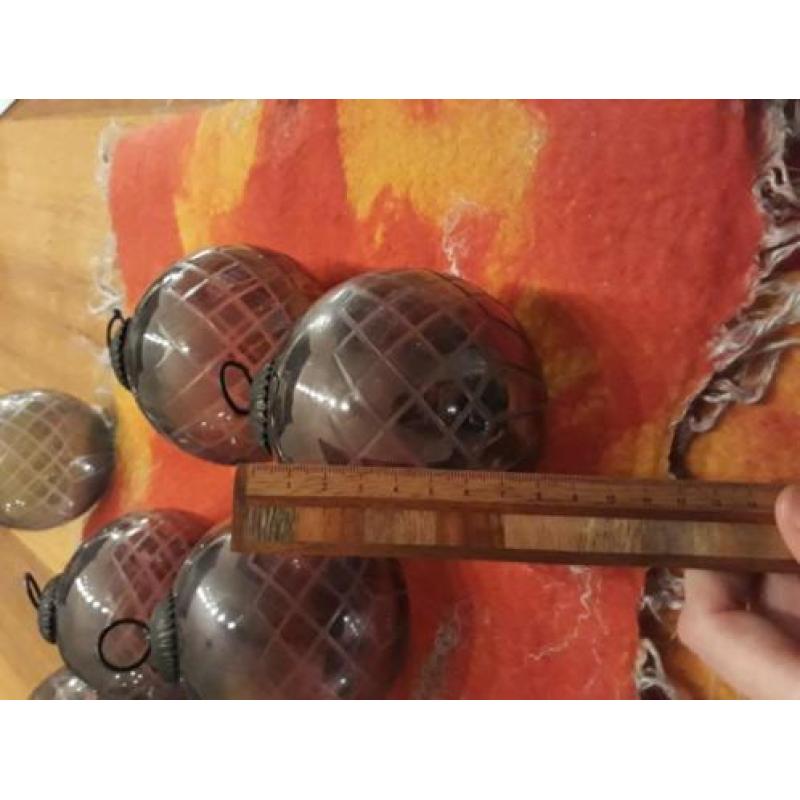 Glazen rookglas kerst ballen handgeslepen glasmotief