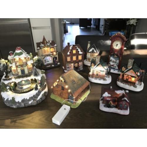 Kersthuisjes ,boerderij,klok,thee huisje 9 stuks