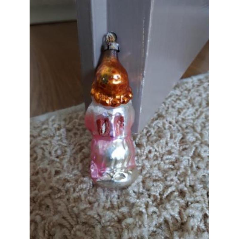 Oude kerstbal antieke kerstbal engel roze glas engeltje