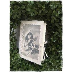 Hele mooie kerstkaart met mooie kant en strik, 15x10 envelop