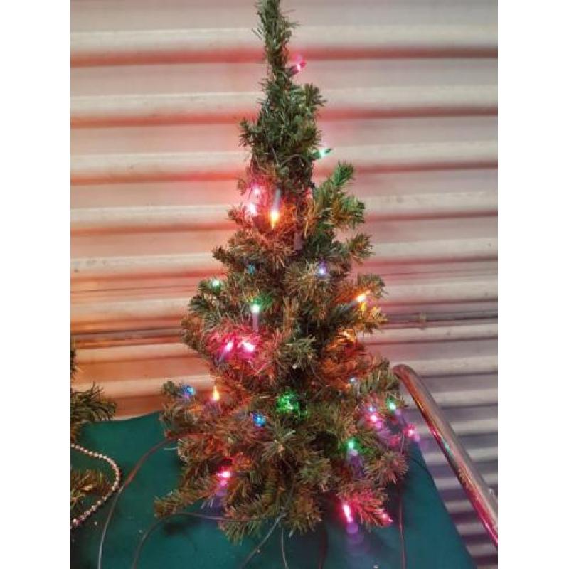 Kerstbomen klein met verlichting, 2x