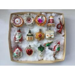 Oude ,Antieke Kerstballen Figuren.