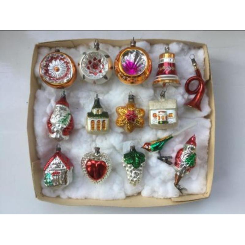 Oude ,Antieke Kerstballen Figuren.