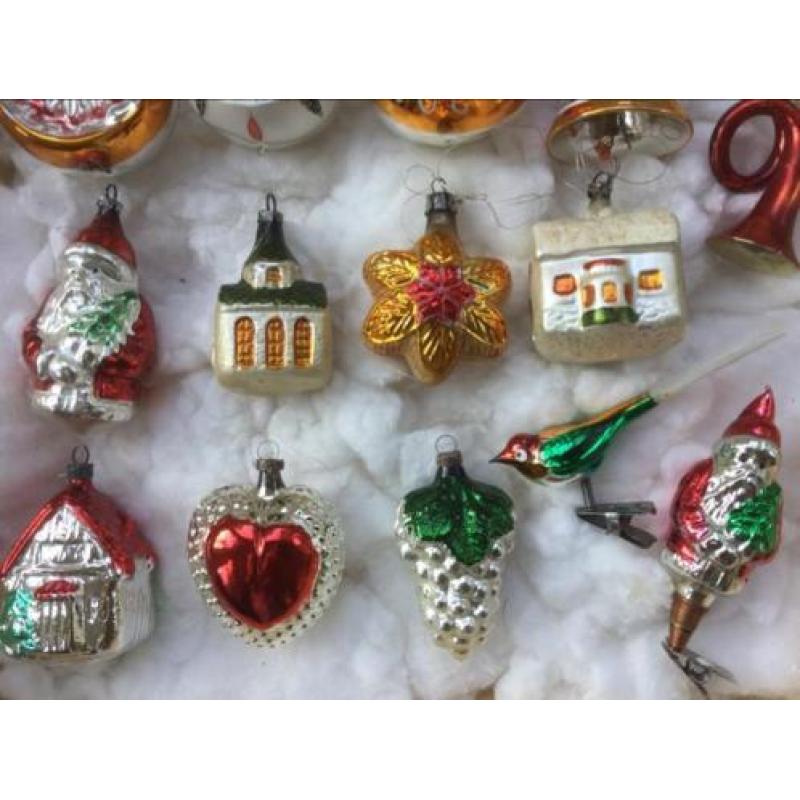 Oude ,Antieke Kerstballen Figuren.
