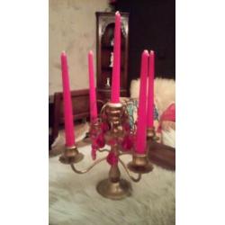 2 prachtige kerstkandelaars met rode pegels