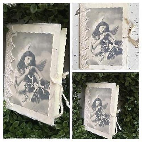 Hele mooie kerstkaart met mooie kant en strik, 15x10 envelop
